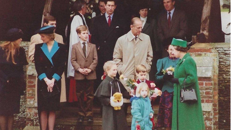 Royal family outside Sandringham church