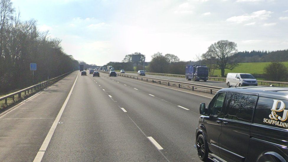 M4 Westbound with traffic in all carriageways