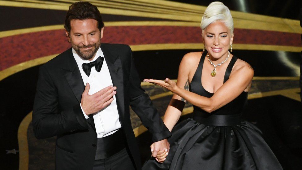 Bradley Copper and Lady Gaga onstage during the 91st Annual Academy Awards