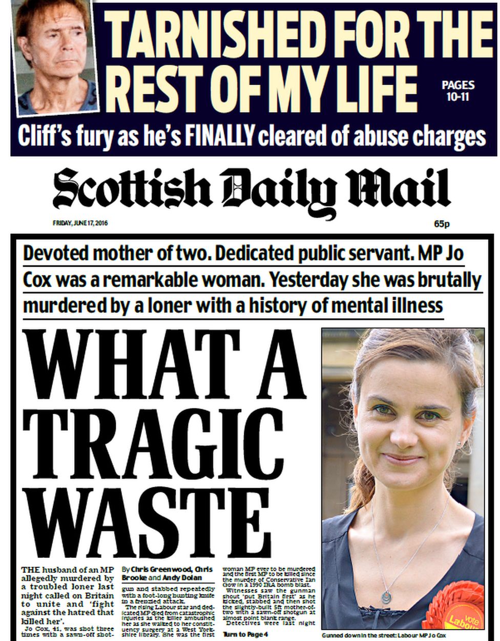 Scottish Papers: Murdered MP And Scots Dad Missing - BBC News