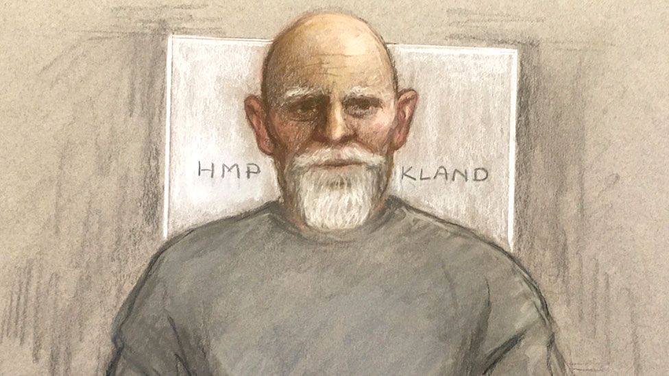 Court sketch of Wayne Couzens at the Old Bailey via video-link from Frankland Prison in Durham, 24 May 2022