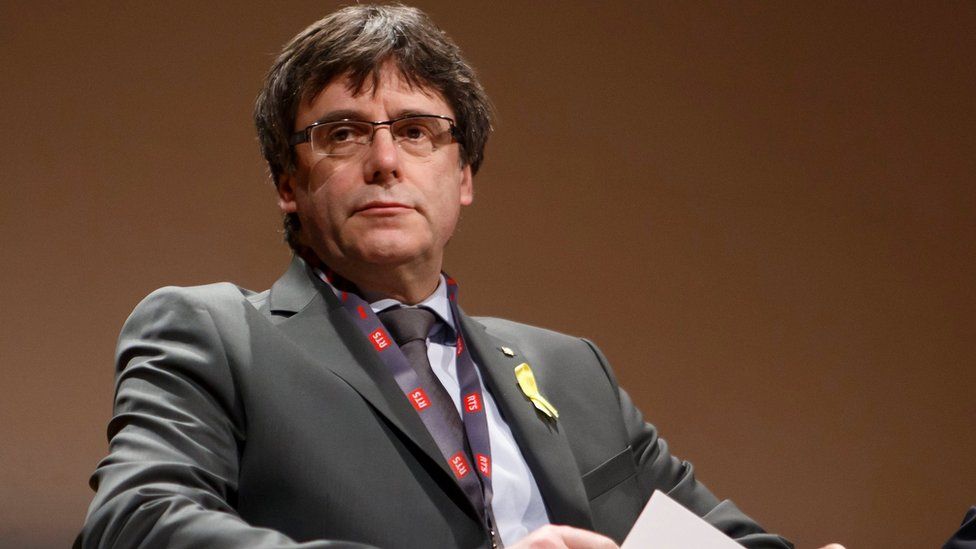 Catalan ex-leader Carles Puigdemont attends a panel discussion titled "Self-determination", at the FIFDH (International Film Festival and Forum on Human Rights), in Geneva, Switzerland on 18 March 2018.