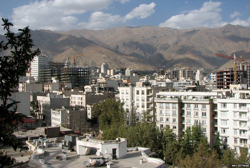 hotels, with a view of the Alborz Mountains in the distance