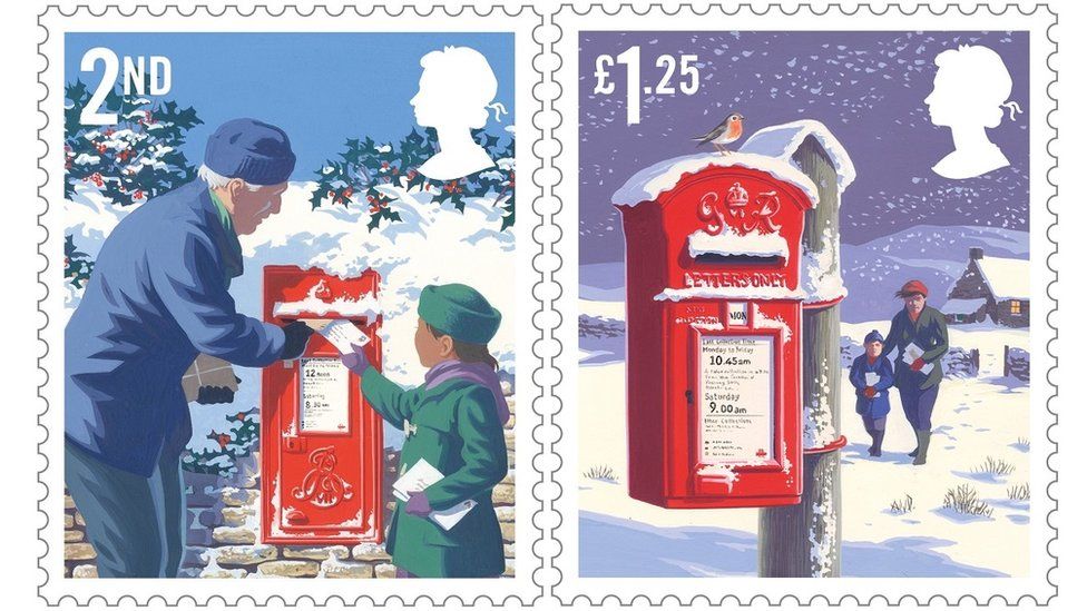 Royal Mail Christmas stamps have red postbox theme BBC News