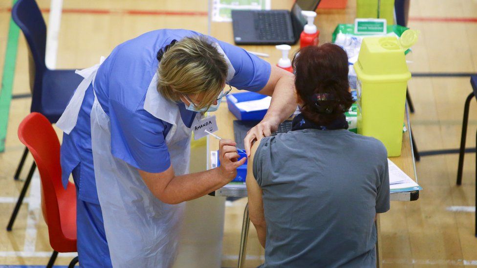Vaccination doses being given out in Cwmbran