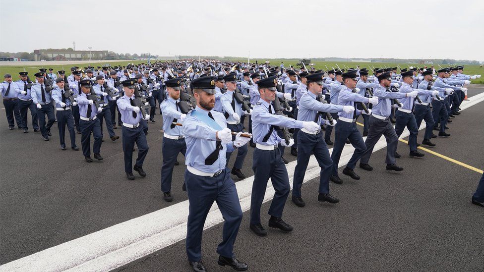Members of the Royal Air Force marching