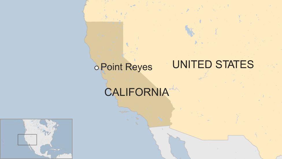 Map of California showing Point Reyes