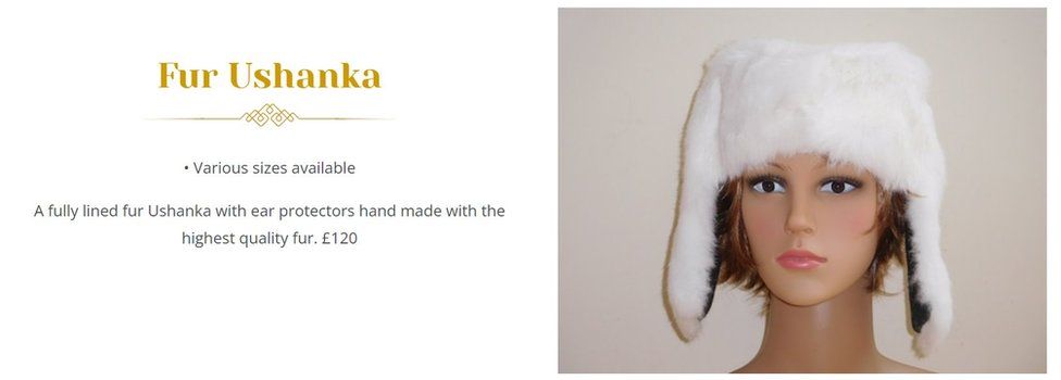 One of the fur hats for sale on the T&S Rabbits website