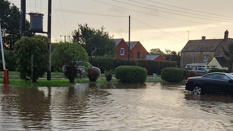 A flooded garden in Purton, Wiltshire