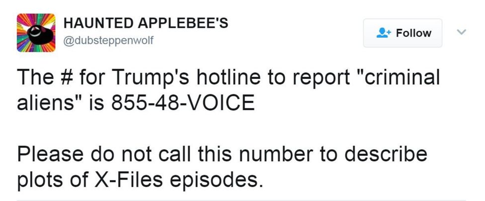 Trump's immigrant crime hotline trolled with calls about aliens and ...