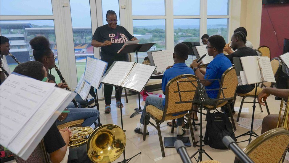 Members of the Antigua and Barbuda Youth Symphony Orchestra during a practice session