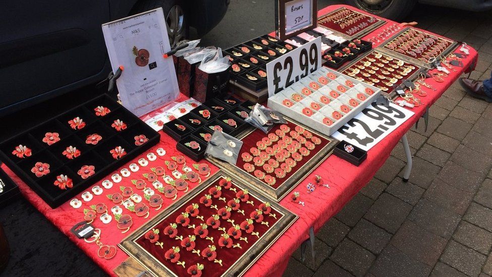 Poppies on stall