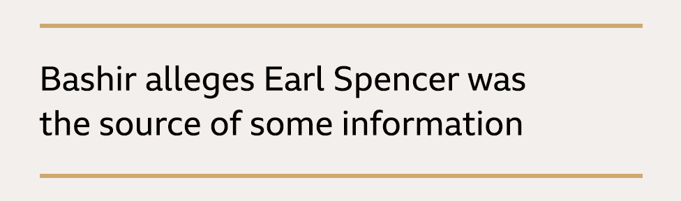 Text box: Bashir alleges Earl Spencer was the source of some information