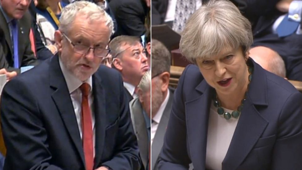 Jeremy Corbyn and Theresa May composite image