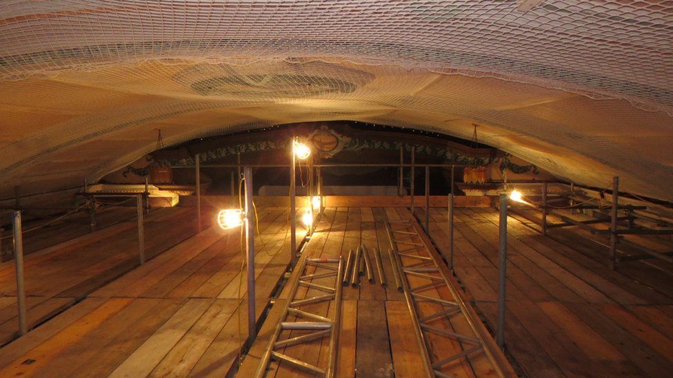 Repair work to the ceiling of the Electric Palace Cinema.