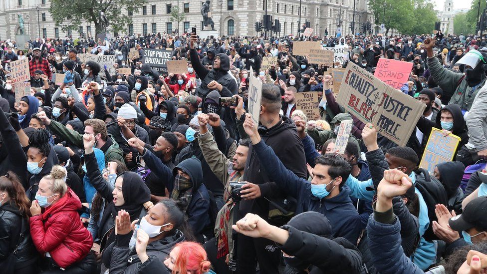 Anti-racism protesters in Parliament Square