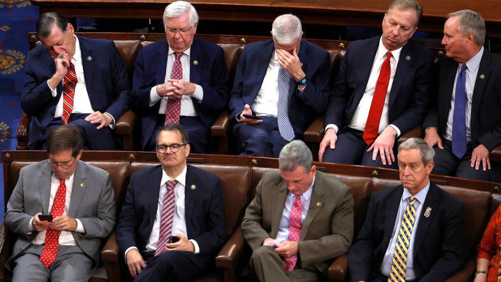 Members of Congress on the House floor amid a vote for speaker