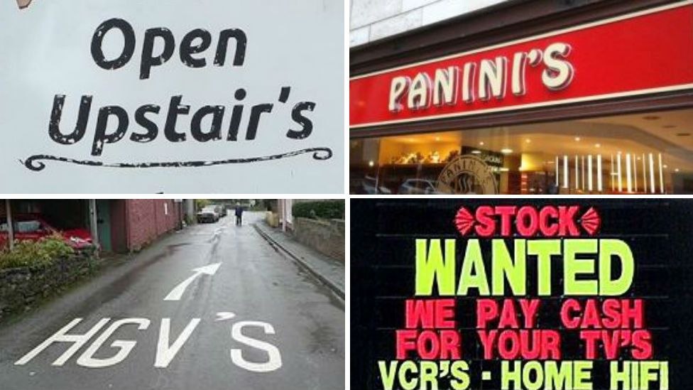 Pictures of apostrophe misuse