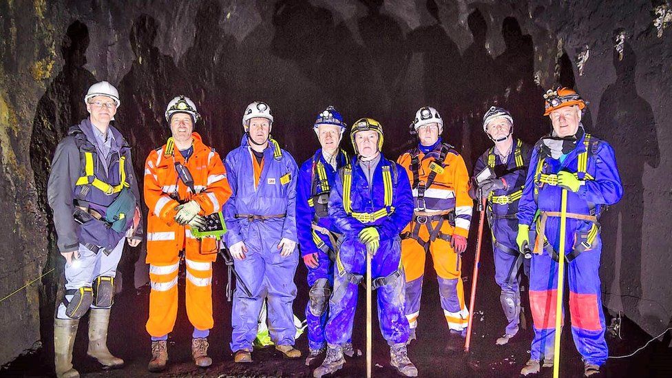 The team inspecting the Rhondda Tunnel
