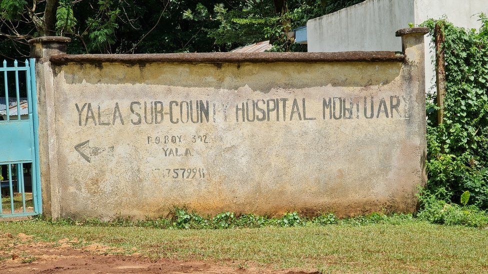 Wall outside the mortuary