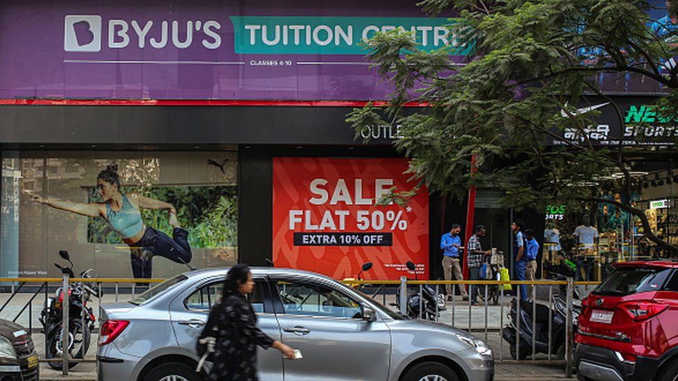 Signage at a Byju's Tuition Center, operated by Think & Learn Pvt., in Mumbai, India, on Friday, Feb. 2, 2024