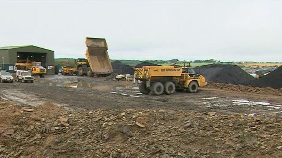 Trucks at the site