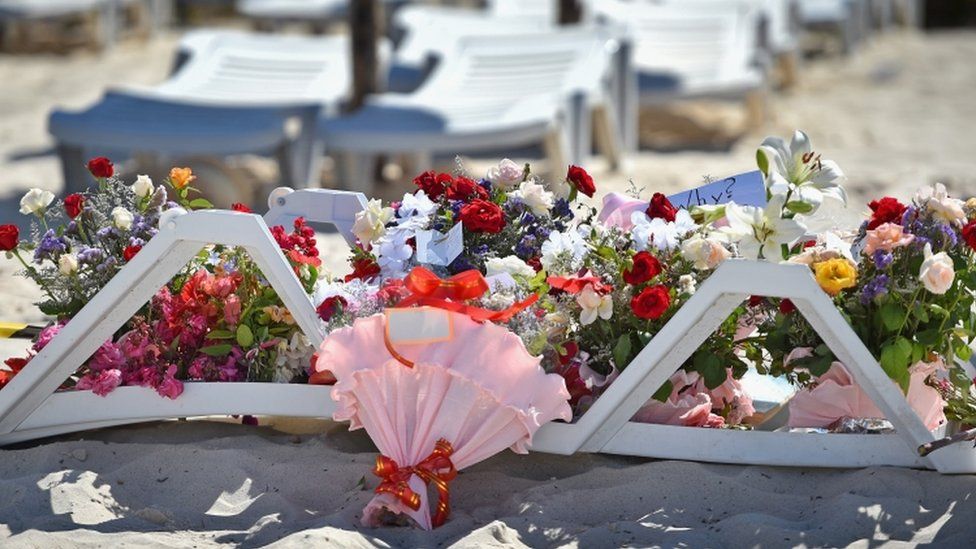Flowers on the beach in Sousse