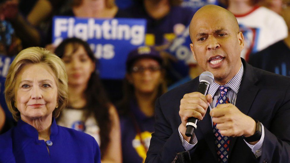 Hillary Clinton and Cory Booker