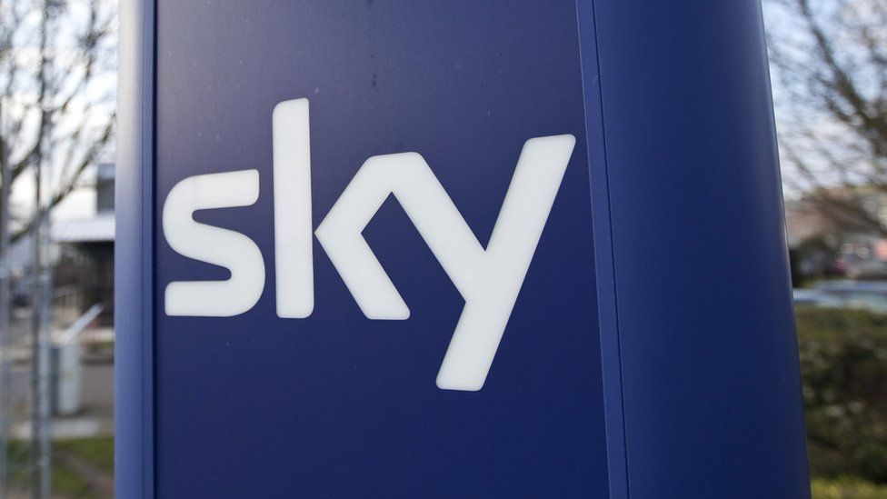 Sky sign at British Sky Broadcasting headquarters in west London