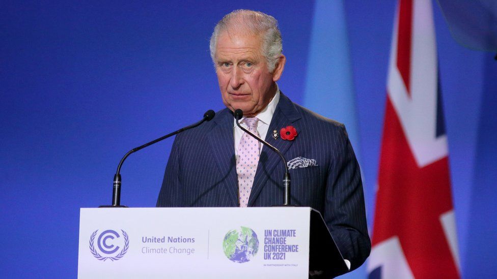 Príncipe de Gales dirixindo a COP26 o 1 de novembro de 2021