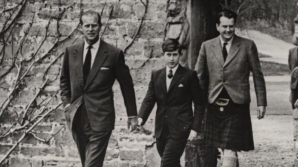 King Charles arrives at Gordonstoun, accompanied by the Duke of Edinburgh