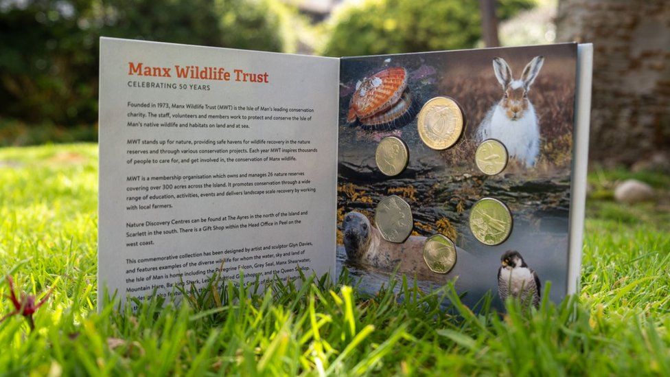 The Manx Wildlife Trust Anniversary Collection in a display
