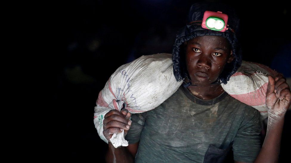 A young gold miner works in Makala gold mine camp near the town of Mongbwalu in Ituri province, eastern Democratic Republic of Congo, April 7, 2018.