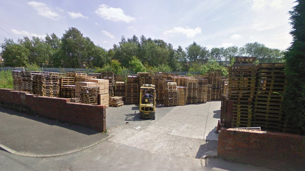 Firefighters tackle large pallet fire near Huncoat railway line BBC News