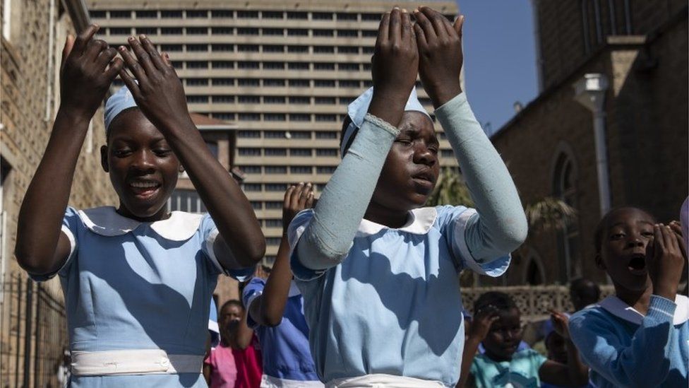 Children attend Sunday School at The Cathedral of the Sacred Heart of Jesus on August 05, 2018 in Harare, Zimbabwe