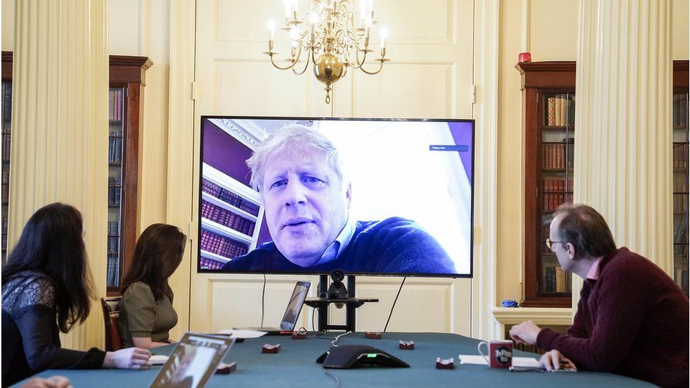 The PM chaired the morning Covid-19 meeting via video-link as he self-isolates