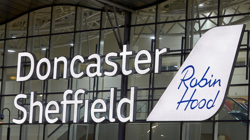 A sign of Doncaster Sheffield Airport