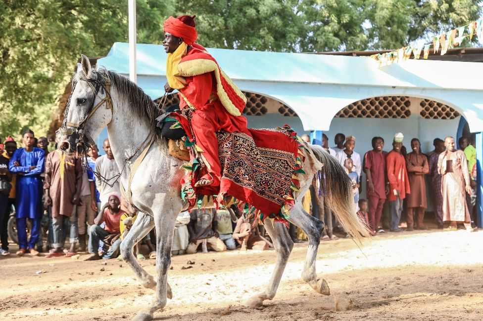 A man on a horse at horse festival in Garoua, Cameroon - Saturday 22 January 2022