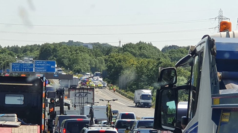 The lorry crash on the M4 in Cardiff