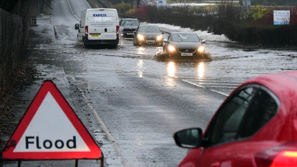 Flooding on the A921 in Fife