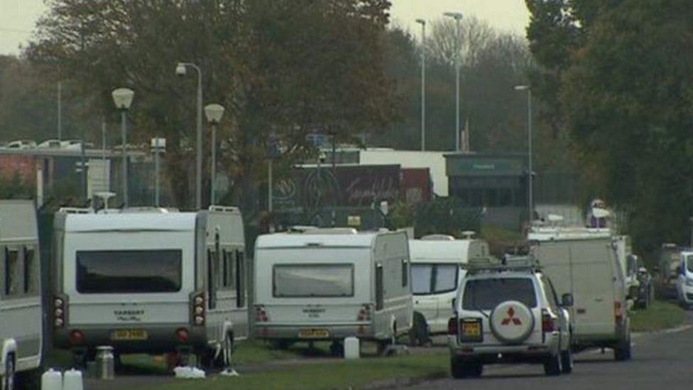 Travellers' camp in Harlow