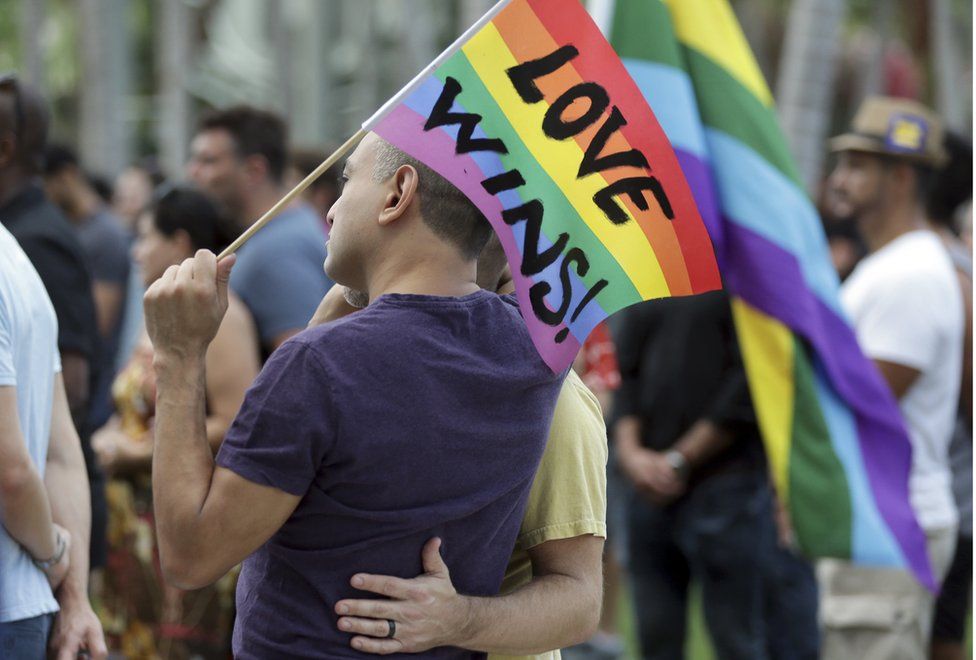 Mourners at a vigil in Florida for the victims of the Orlando mass shooting