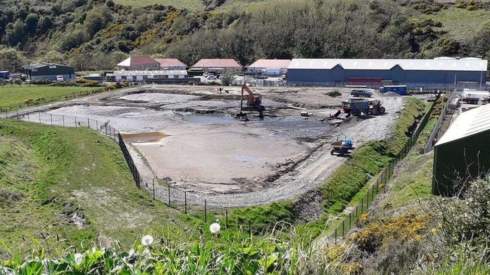 Lagoon used to dry silt in Peel, Isle of Man