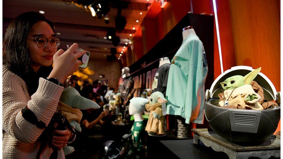 Baby Yoda busting out at Toy Fair New York