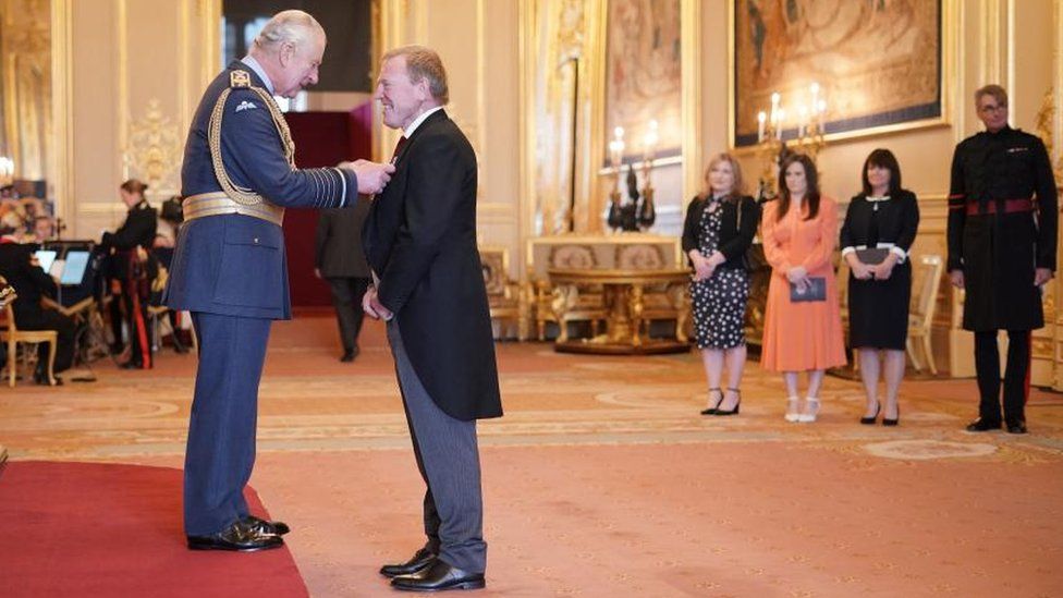 Hugh Morris, Chief Executive of Glamorgan County Cricket Club, is made an MBE by King Charles III at Windsor Castle on Tuesday 29 November 2022