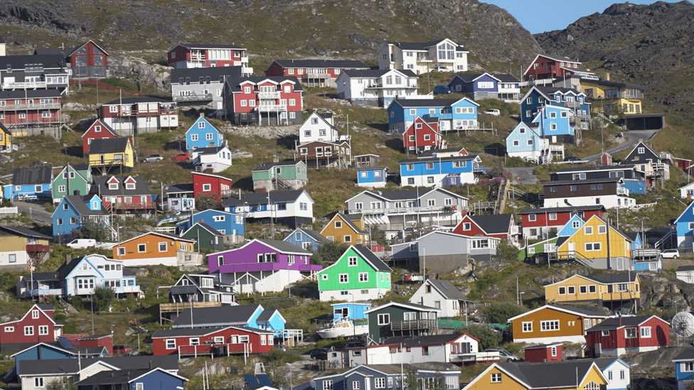 Houses in Narsaq, southern Greenland