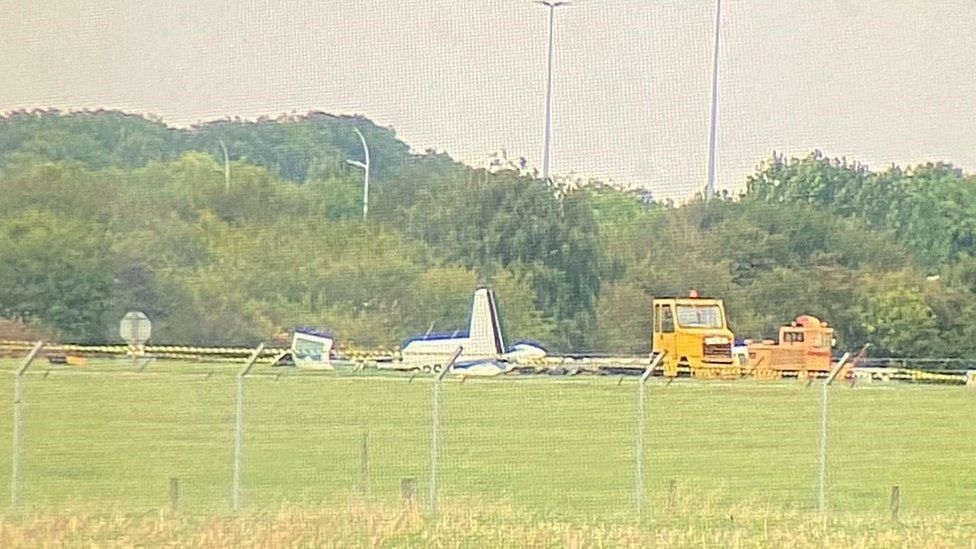 Light aircraft at Teesside airport