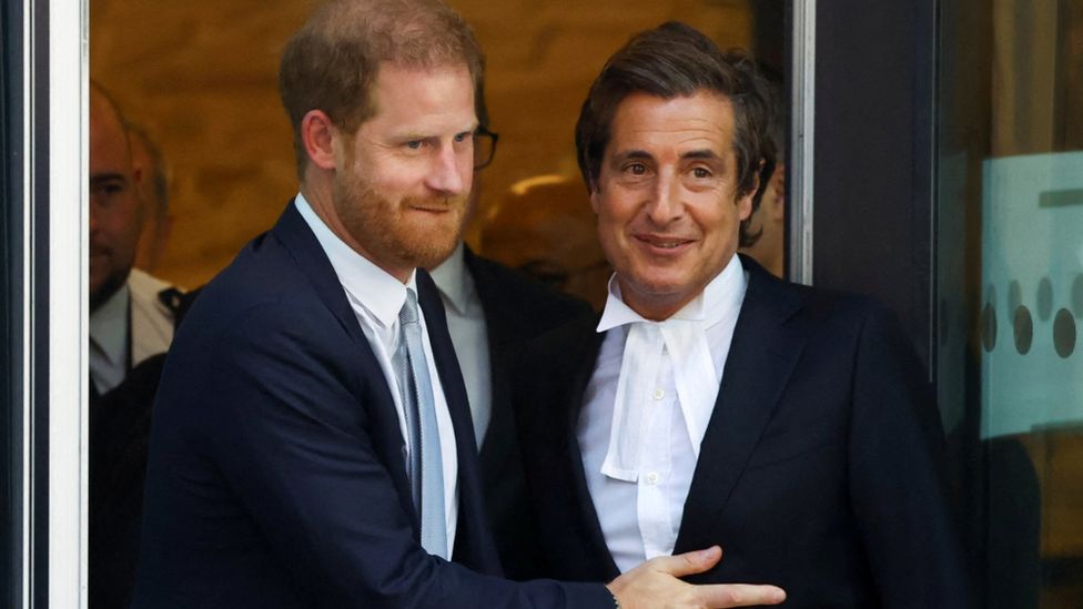 Prince Harry and his lawyer David Sherborne