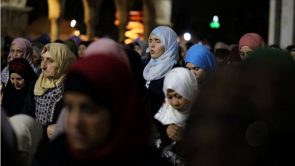 Muslim women pray in Jerusalem