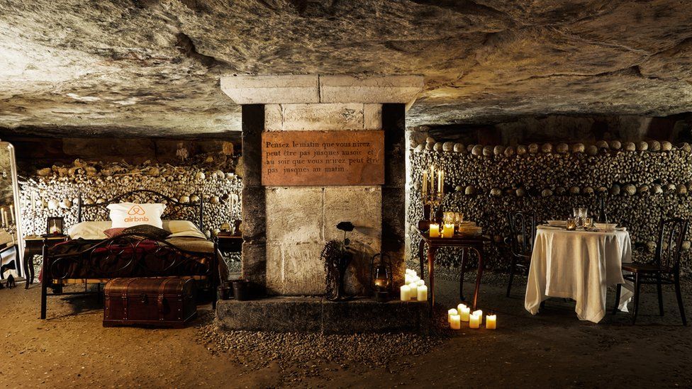 Airbnb room in the Paris catacombs